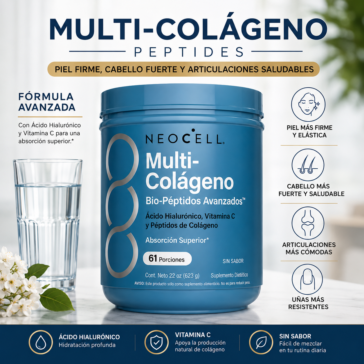 NeoCell Multi-Colageno Peptides | Piel Firme, Cabello Fuerte y Articulaciones